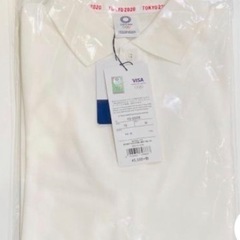 東京オリンピック　袖刺繍 コットン ポロシャツ オフホワイト