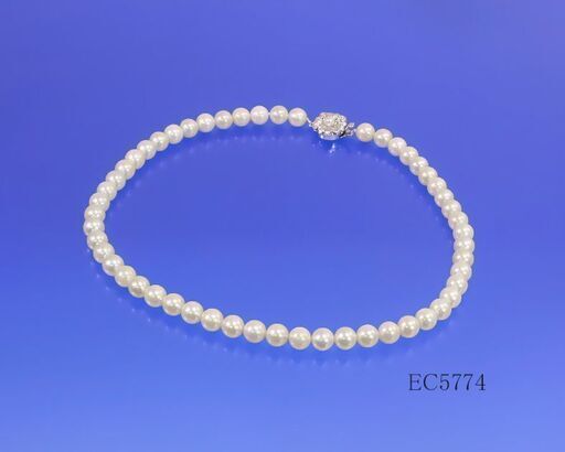 [EC5774]  7.5～8.0 mm  アコヤ真珠ネックレスナチュラルカラー