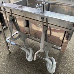 業務用 2槽シンク 二口蛇口付き 幅900×奥750×高