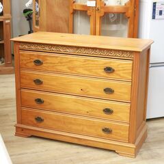 220)【訳アリ】アンテーク チェスト 引き出し4段 タンス 木製 W105cm