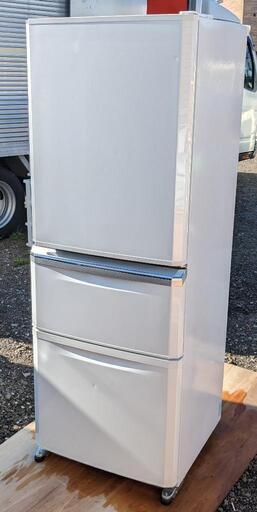 市内配送無料！　ミツビシ 3ドア冷凍冷蔵庫 2014年製 335L 右開き MR-C34Y-W 自動製氷　三菱 MITSUBISHI