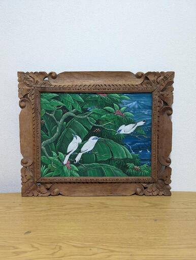 バリ絵画 No.4　ブンゴセカン　バリ　伝統　自然　鳥　自然