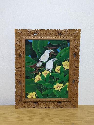 バリ絵画 No.3　ブンゴセカン　バリ　伝統　自然　鳥　自然