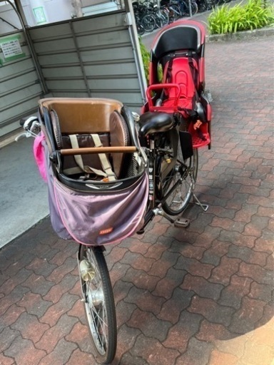 プチママン　前後子乗せ 3人乗り自転車　非電動