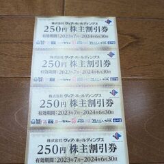 [無料]ヴィアホールディングス株主優待券1,000円(250円*4枚)