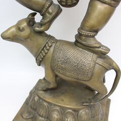 かながわpay可】102)ねずみ？に乗るガネーシャ 高さ約89cm 象 ぞう 像 置物