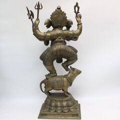 かながわpay可】102)ねずみ？に乗るガネーシャ 高さ約89cm 象 ぞう 像 置物