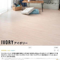 ウッドカーペット/フローリングカーペット アイボリー 6畳用【8...