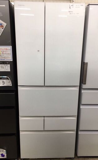 東芝 TOSHIBA 冷蔵庫 GR-S550FK（EW）2021年製 ファミリータイプ 大容量 冷凍冷蔵庫 VEGETA ベジータ FKシリーズ  551L フレンチドア 両開き ガラストップ 6ドア 自動製氷機能 うるおい冷気 切り替え冷凍室 オートパワフル冷凍室  グランホワイト クリーニング済 堺市 石津【ジャングルジャングルサカイ石津店】