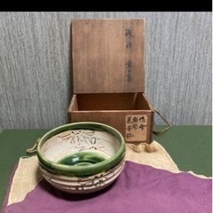 織部　菓子鉢　時代あり　共箱＊箱書き　共布あり　骨董　アンティー...