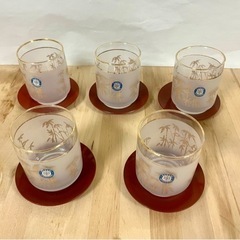 佐々木硝子　冷茶セット 茶托付き 昭和レトロ