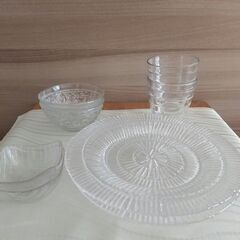 ペア食器セット ガラスのお皿・グラス・ボウル・小鉢