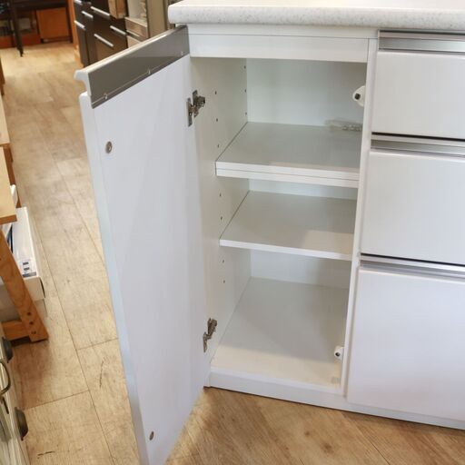 345)【美品】ニトリ キッチンカウンター カウンターアルミナ2 120CTWH 2020年製 キッチンボード 食器棚