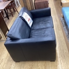 KH-47【新入荷　リサイクル品】オールレザー　2シーターソファ　黒