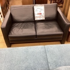 KH-47【新入荷　リサイクル品】オールレザー　2シーターソファ　黒