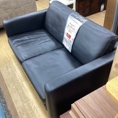 KH-47【新入荷　リサイクル品】オールレザー　2シーターソファ　黒