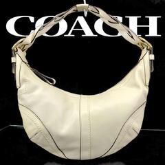 COACH コーチ ワンショルダーバッグ アイボリーレザー 編み...