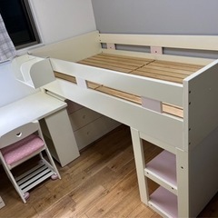 コイズミ　システムベッド　学習机　収納　女の子