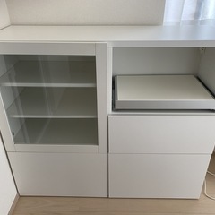 IKEA BESTÅ/ベストー キャビネット棚・食器棚-wafu リネン銀鼠のワンピース
