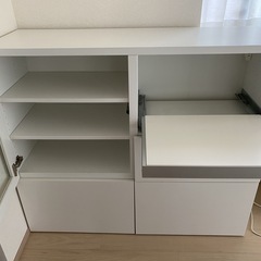 IKEA BESTÅ/ベストー キャビネット棚・食器棚-wafu リネン銀鼠のワンピース