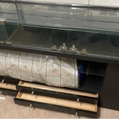 店舗用スリムガラスシヨーケース 黒 (ネット無し)