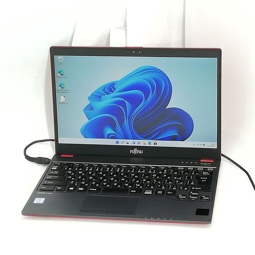 送料無料 日本製 赤色 ノートパソコン 軽量 薄型 13.3型 富士通 U938/S 中古良品 第7世代 i5 8GB 高速SSD 無線 Bluetooth Windows11 Office