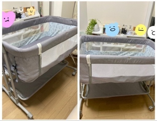 【美品】出産準備セット(ベビーベッド／ハイローラック／除菌じょ～ず)譲り先決まりました。 美品】出産準備セット(ベビーベッド／ハイローラック／除菌じょ～ず