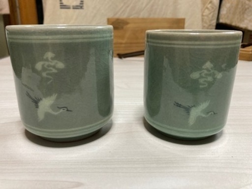 青磁の夫婦湯呑み(新品)
