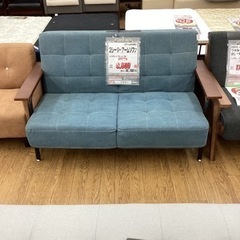 KH-48【新入荷　リサイクル品】2シーターアームソファ　ライトブルー