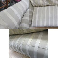 訳あり現状特価品！HUKLA/フクラ 2人掛けソファ 幅163㎝ ベージュ系ストライプ柄 布製　西岡店 訳あり現状特価品！HUKLA/フクラ 2人掛けソファ 幅163