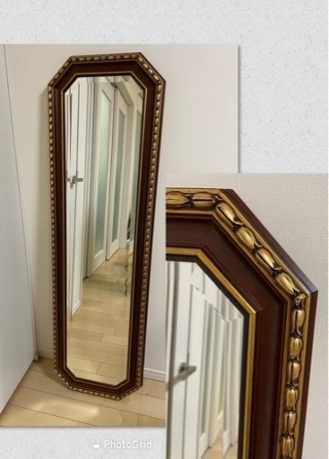 定価約4万円‼️風水最強　八角形　アンティーク　ヴィンテージ　姿見鏡　全身鏡　全身ミラー