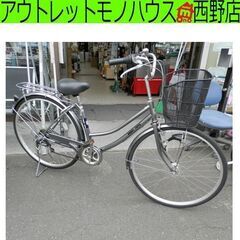 自転車 27インチ シルバー 6段変速 BOBBY TOWN 6...