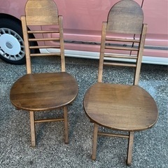 上熊本★ 木製折りたたみ椅子 チェア 二脚セット