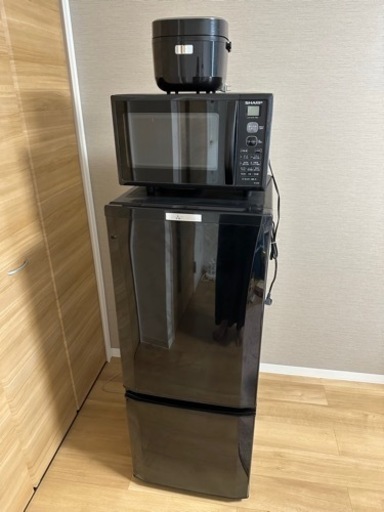 【キッチン家電セット】三菱冷凍庫 146L SHARP 電子レンジ / 2020年製 SHARP 炊飯器
