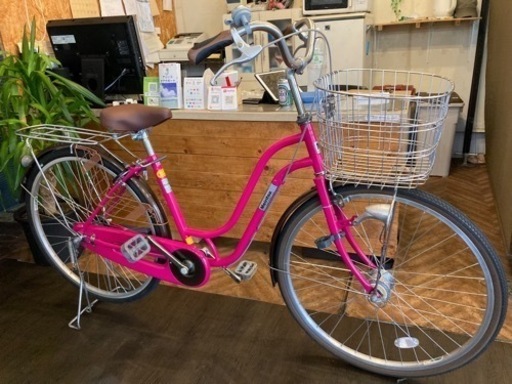 【SALE！通常価格より¥1000引き！美品！】LEDオートライト　26インチ自転車　ピンク
