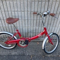 折りたたみ自転車　20インチ　赤色　折り畳み自転車