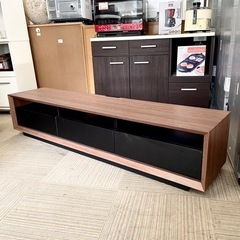 【超美品‼️】定価144,100円♪ 現行モデル MKマエダ 180cm幅ローボード(フォルス) テレビ台 前面レザー調 ウォールナットカラー♪