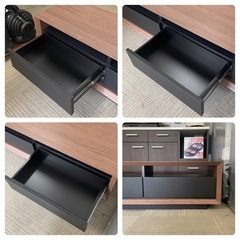 【超美品‼️】定価144,100円♪ 現行モデル MKマエダ 180cm幅ローボード(フォルス) テレビ台 前面レザー調 ウォールナットカラー♪