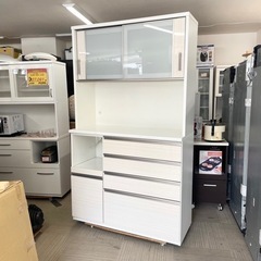 【美品‼️】定価117,000円♪ ニトリ 120cm幅キッチンボード(ポスティア120) 食器棚 収納家具 木目調ホワイト♪