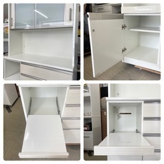 【美品‼️】定価117,000円♪ ニトリ 120cm幅キッチンボード(ポスティア120) 食器棚 収納家具 木目調ホワイト♪