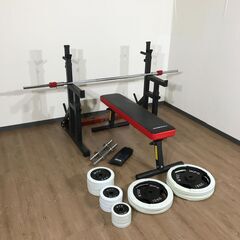 中古 ベンチプレスセット GronG グロング WFG ラバー付きプレート ダンベル シャフト フラット インクライン バーベル 博多区 金の隈