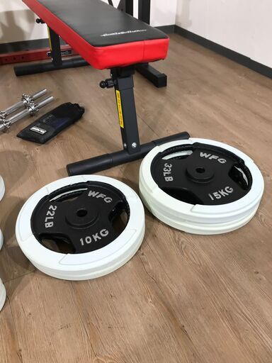 中古 ベンチプレスセット GronG グロング WFG ラバー付きプレート  