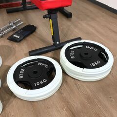 中古 ベンチプレスセット GronG グロング WFG ラバー付きプレート ダンベル シャフト フラット インクライン バーベル 博多区 金の隈