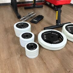 中古 ベンチプレスセット GronG グロング WFG ラバー付きプレート ダンベル シャフト フラット インクライン バーベル 博多区 金の隈