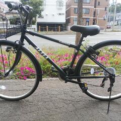 取引決定しました。札幌市内配達無料！防犯登録料込み。中古クロスバイク？3×6　18段変速ブラック！