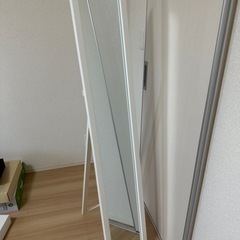 【値下げしました！】木製スタンドミラー/姿見/白/ホワイト/鏡