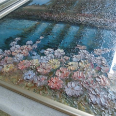 クロード・モネ　手渡し限定　油絵　”Landscape ” 　変形サイズ　オルセー・ラベル付き