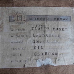 クロード・モネ　手渡し限定　油絵　”Landscape ” 　変形サイズ　オルセー・ラベル付き
