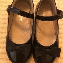 女の子　フォーマル　黒　靴　17.0