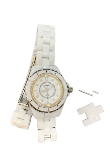 CHANEL J12 8Pダイヤ 自動巻き 腕時計 セラミック レディース ホワイト